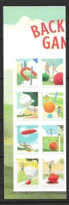 Scott #5634c IMPERFORATE (NO DIE-CUT) Backyard Games Vertical Block of 8, MNH