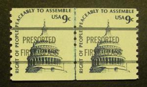 Scott 1616b, 9c PRECANCEL Capitol Dome Line Pair, dull gum