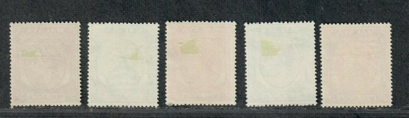 Malaya Malacca Sc#22-26 M/LH/VF, Cv. $26.75