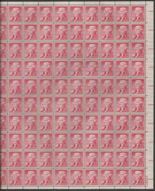 United States  Scott 1033 Sheet  MNH  Thomas Jefferson