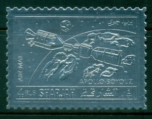 Sharjah 1972 Mi#1065A Space Achievement, Apollo-Soyuz Silver Foil embossed MLH