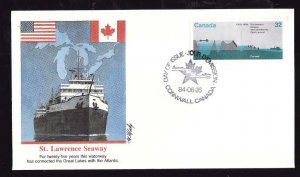 Canada-Sc#1015-stamp on Fleetwood FDC-St Lawrence Seaway-1984-colourful cachet