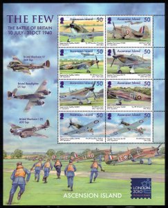 ASCENSION 2010 Battle of Britain Anniversary S/S; Scott 1003, SG 1074a; MNH