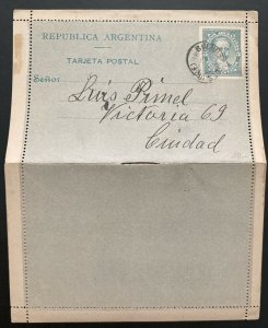 1888 Buenos Aires Argentina Postal Stationery Postcard Cover Local With Reply