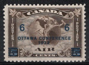 Canada - Air Mail - Mercury with Scroll in Hand Surcharged -  # C4 M/H