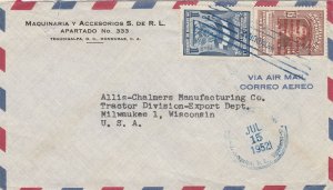 Honduras - Jul 15, 1952 Airmail Cover to States