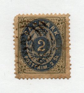 Denmark - Sc# 16 Used ( repaired tear) / 2sk blue      -       Lot 1022052