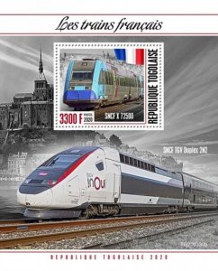 Togo - 2020 French Trains - Stamp Souvenir Sheet - TG200330b