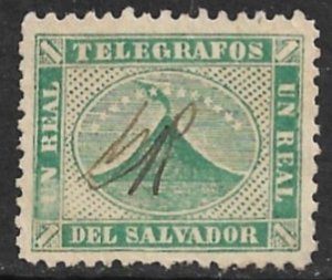 EL SALVADOR 1882 1c Volcano San Miguel Type B Telegraph Stamp Hisc. 1var Used