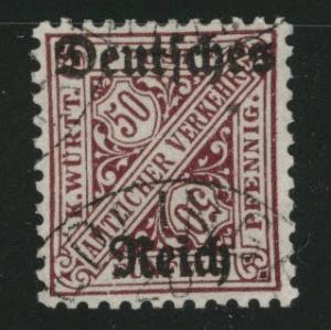 Germany State Wurttemberg Scott o182 Used