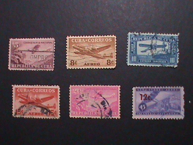 ​CUBA-AIRMAIL   6 VERY OLD CUBA AIRMAIL USED-STAMP-VF ALMOST 80 YEARS OD