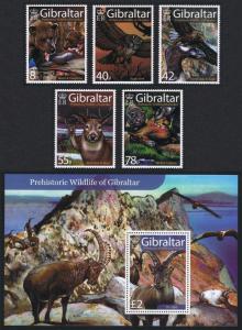 Gibraltar Birds Prehistoric Wildlife 5v+MS SG#1220-MS1225