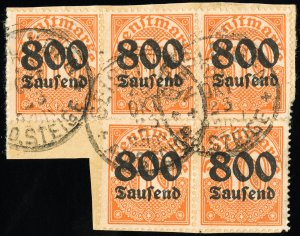 Germany Stamps # O33 Used VF Lot Of 5 Tied To Piece Scarce Scott Value $750.00