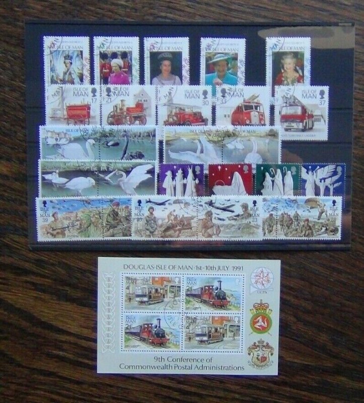 Isle of Man 1991 Fire Swans Christmas 1992 Parliament Accession Parachute Used