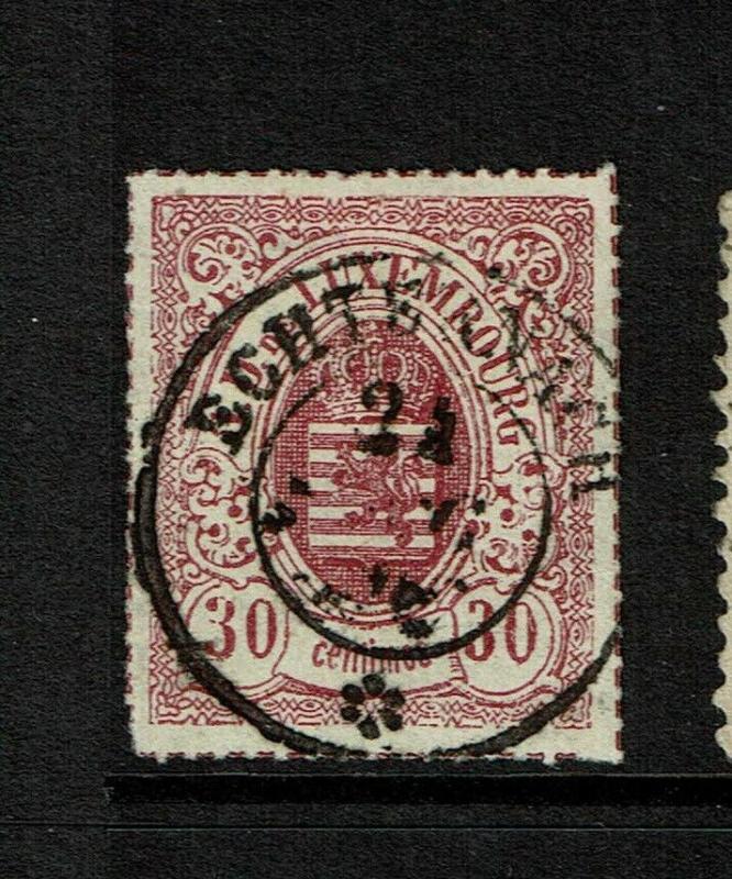 Luxembourg SC# 23, Used, very small, shallow side/bottom corner thin - S6568