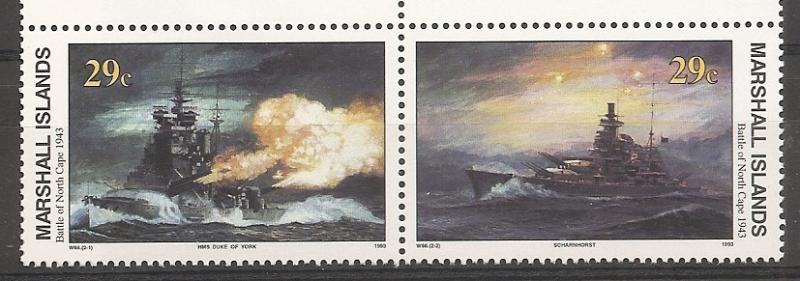 Marshall Islands 477a 1993-4 WWII (W66) Pair MNH