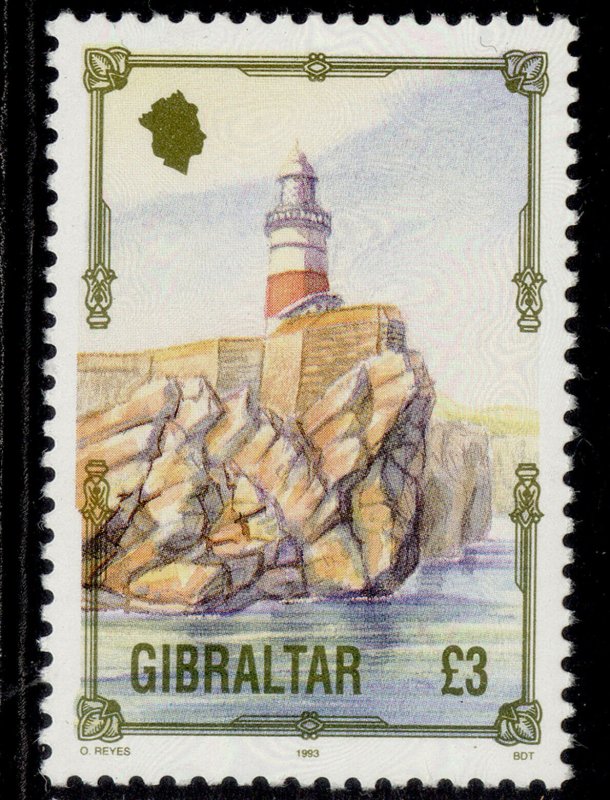 GIBRALTAR QEII SG707, 1993 £3 lighthouse europa point, NH MINT. Cat £12.