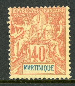 Martinique 1892 French Colony 40¢ Red Navigation & Commerce Sc #47 Mint E118