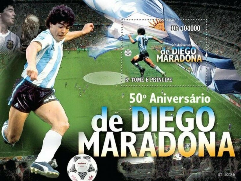 FOOTBALL Football - Sao Tome' & Principe - 2010 Sheet: 50 years of MARADONA!!-