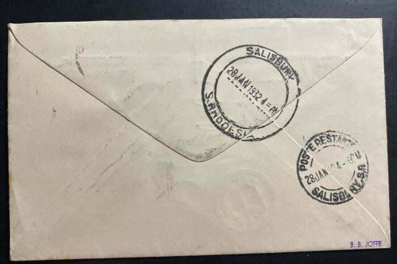 1932 Keetmanshoop South West Africa First Flight Cover To Salisbury S Rhodesia