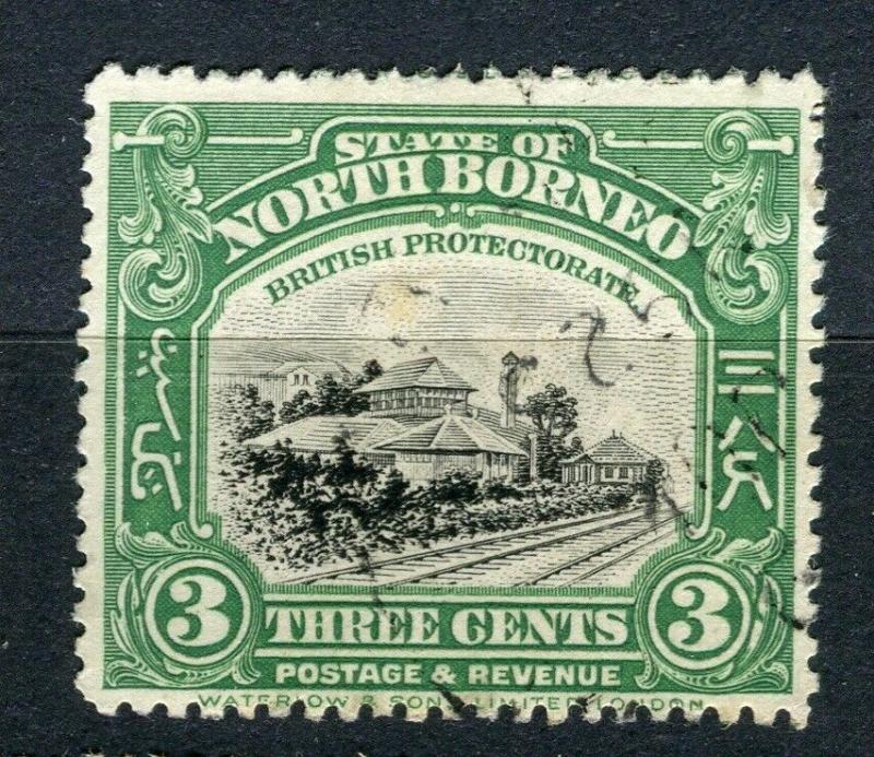 NORTH BORNEO; 1909 early Pictorial issue fine used 3c. value + Postal cancel