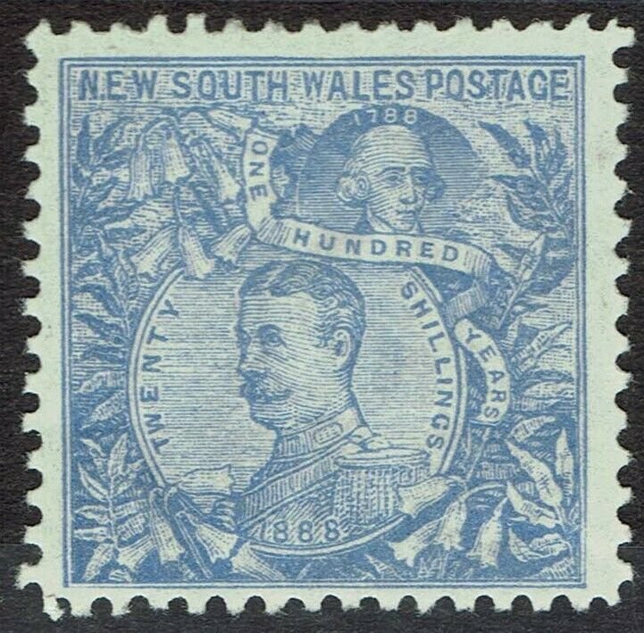 NEW SOUTH WALES 1890 CARRINGTON 20/- WMK NSW 20/- IN CIRCLE PERF 11 