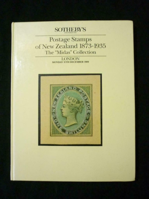 SOTHEBYS AUCTION CATALOGUE 1989 POSTAGE STAMPS OF NEW ZEALAND 'MIDAS' COLLECTION