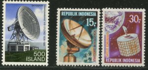ICELAND Sc#547 INDONESIA Sc#776-7 1981 & 1969 Satellite Earth Station Cpl OG MNH