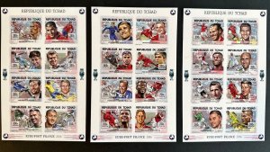 2016 Chad Imperf Euro Foot Stamps Set-