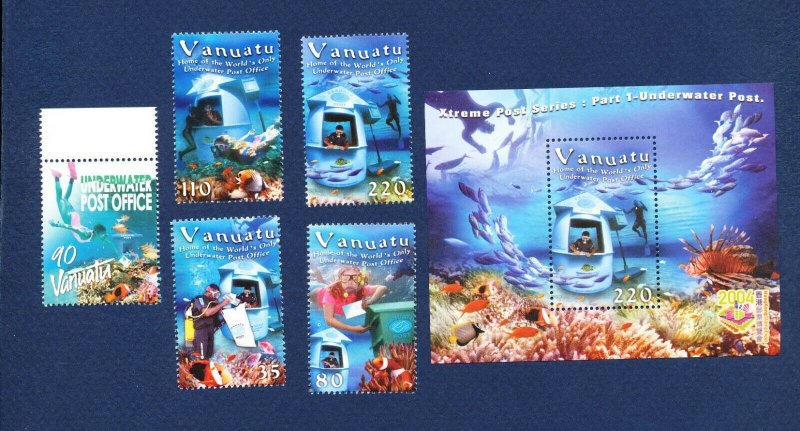 VANUATU - Scott 837 & 845-848a  - FVF MNH - Underwater Post Office - 2003-2004