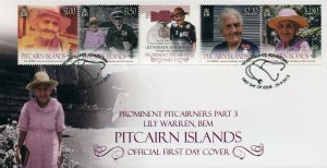 Pitcairn Islands 2013 FDC Prominent People Stamps Lily Warren Part III 4v Strip