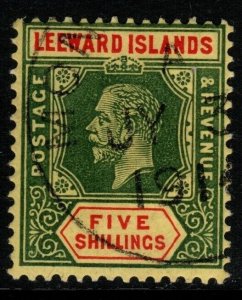 LEEWARD ISLANDS SG57a 1913 5/= GREEN & RED/YELLOW WHITE BACK FINE USED