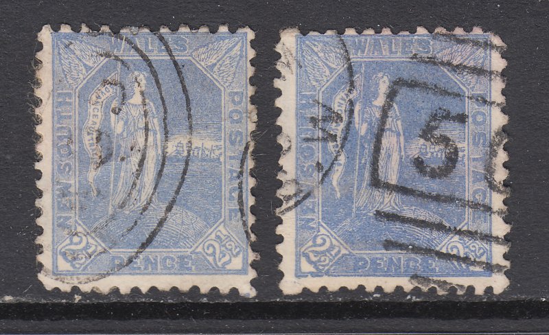 New South Wales Sc 89, 89a, used. 1890 2½p Australia, inverted watermarks F-VF