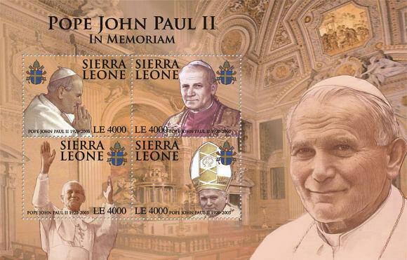 Sierra Leone - Pope John Paul II 4 Stamp Sheet SIE1013