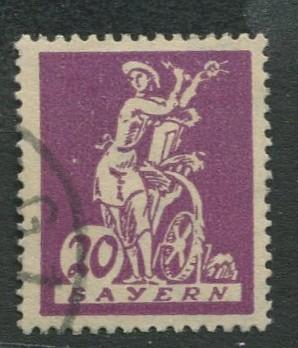 Bavaria -Scott 241 - Electricity & Water Wheel -1920 - Used - 20pf Stamp