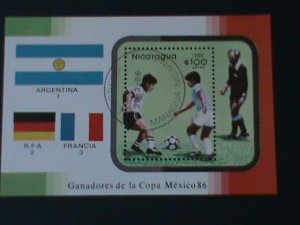 ​NICARAGUA-1986-WORLD CUP SOCCER-MEXICO'86- CTO S/S -VF FANCY CANCEL