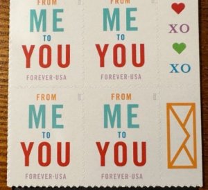 US # 4978 From Me To You block of 4 + stickers forever 2015 Mint NH