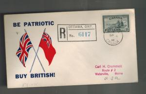 1946 Ottowa Canada Patriotic cover to Waterville Maine USA Buy British!