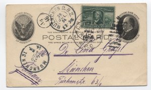 1904 Chicago to Germany postal card 1ct louisiana purchase uprated RPO [JG.370] 