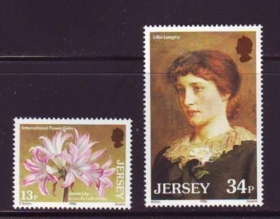 Jersey  Sc 391-2 1986 Lillie Langtry  Lily stampsmint  NH