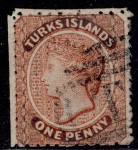 TURKS & CAICOS ISLANDS QV SG5, 1d dull red, FINE USED. Cat £65.