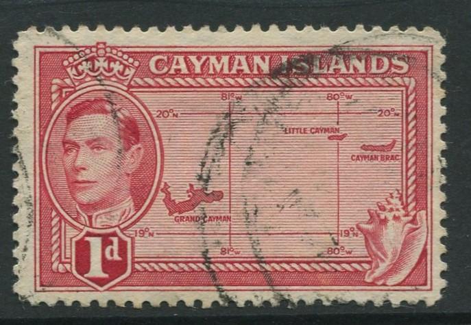 Cayman Islands -Scott 102 -KGVI Definitive Issue -1938- Used -Single 1d Stamp