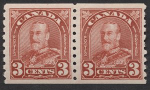 Canada #183 3c George V Arch Coil Pair VF Mint OG LH