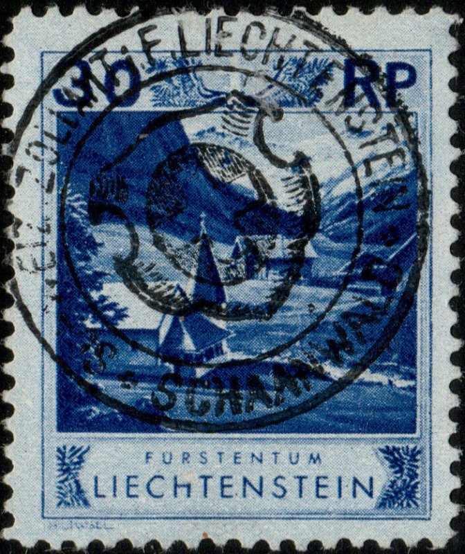 LIECHTENSTEIN - 1930 - SWISS CUSTOMS IN SCHAANWALD handstamp on Mi.99 (ref.891m)