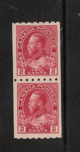 Canada #124 Very Fine Never Hinged Coil Pair