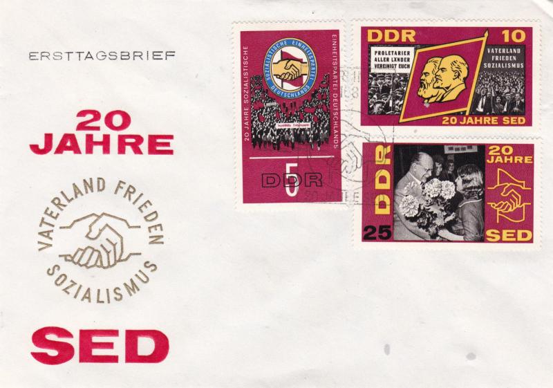 East Germany 1966 20th anniv of Socialist Unity Party Set FDC Unadressed VGC