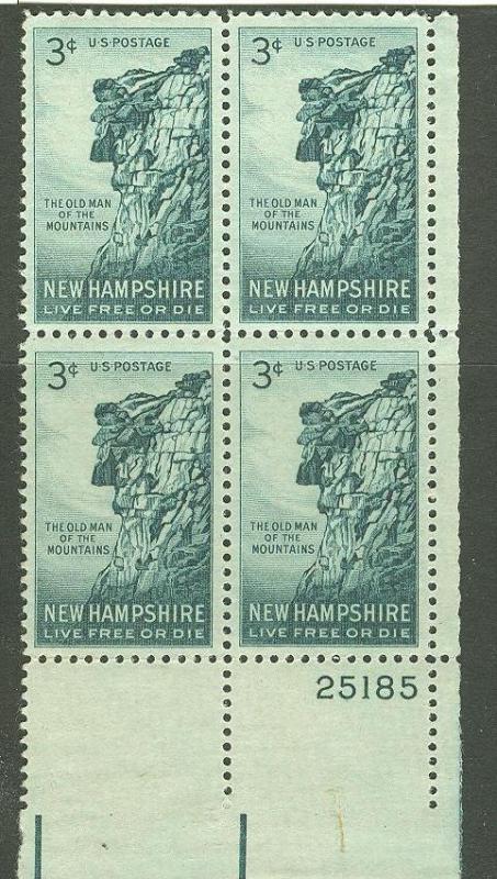 USA # 1068 New Hampshire  PB4 25185 LR (1) Mint NH