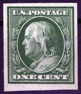 US 343 MNH XF 1c green Franklin imperforate BEAUTIFUL stamp ZAYIX 0424MAR0017