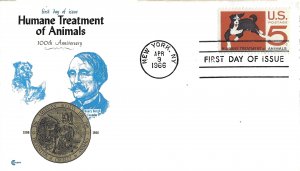 1966 FDC, #1307, 5c Human Treatment of Animals, Cover Craft Cachets