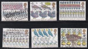 Great Britain # 821-826, 12 Days of Christmas, Used Set, 1/2 Cat.